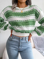 Textured Striped Knit Sweater - View 17 | WEUXS