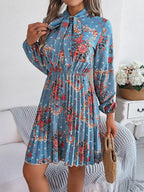Vintage Pink Floral Pleated Dress - View 14 | WEUXS