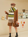 Oversized Block Stripe Knit Scarf - View 20 | WEUXS
