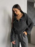 Ribbed Knit Half-Zip Pullover - View 10 | WEUXS
