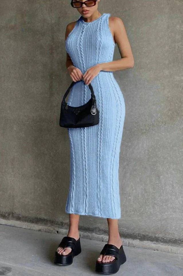 Cable Knit Midi Dress - View 7 | WEUXS
