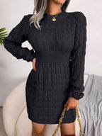 Cable knit mock neck mini sweater dress - View 6 | WEUXS