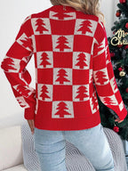 Festive Forest Checkerboard Knit Sweater - View 8 | WEUXS