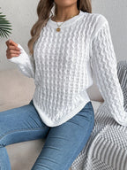 Cable knit crew neck sweater - View 17 | WEUXS