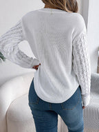 Cable Knit Crew Neck Sweater - View 13 | WEUXS