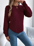 Cable Knit Crew Neck Sweater - View 12 | WEUXS