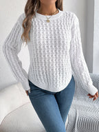 Cable knit crew neck sweater - View 18 | WEUXS