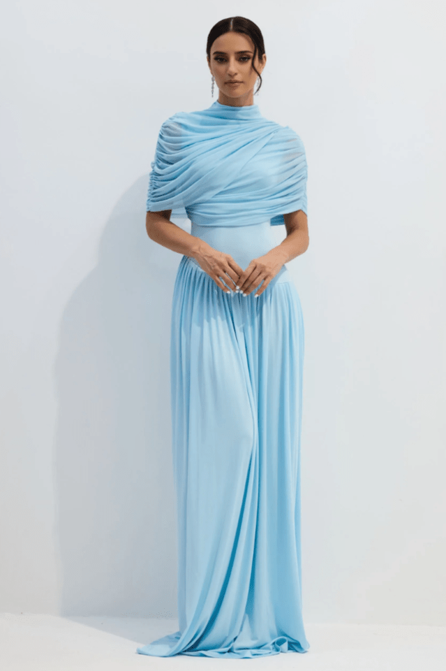 Catherine Asymmetrical Pleated Maxi Dress - WEUXS