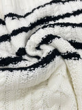Nautical striped cable knit sweater with shoulder buttons - View 6 | WEUXS