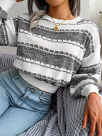 Textured Striped Knit Sweater - View 7 | WEUXS