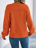 Pointelle knit crew neck sweater - View 8 | WEUXS