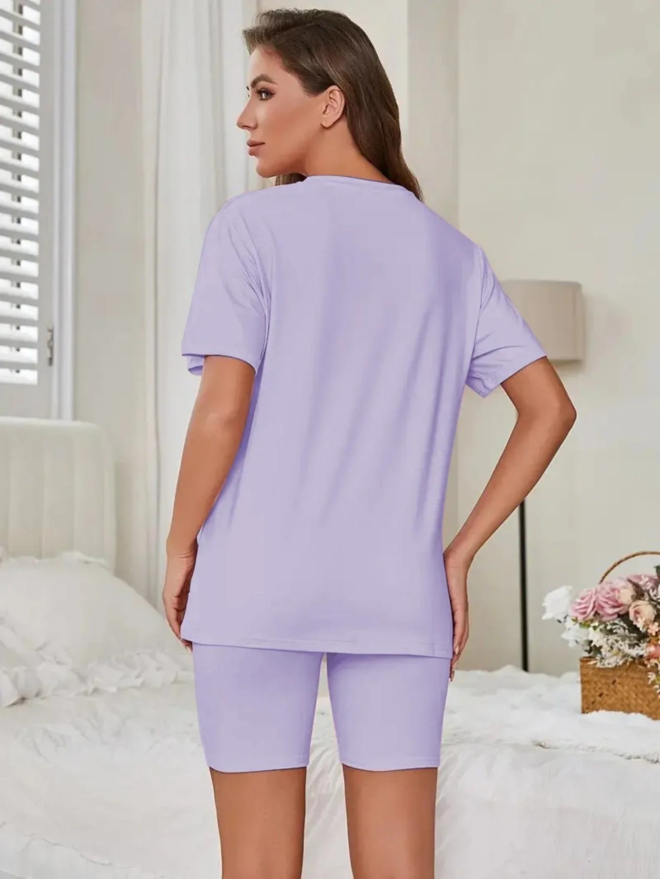 Oversized tee and biker shorts lounge set - View 14 | WEUXS