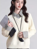 Preppy Plaid Collar Knit Top - View 6 | WEUXS