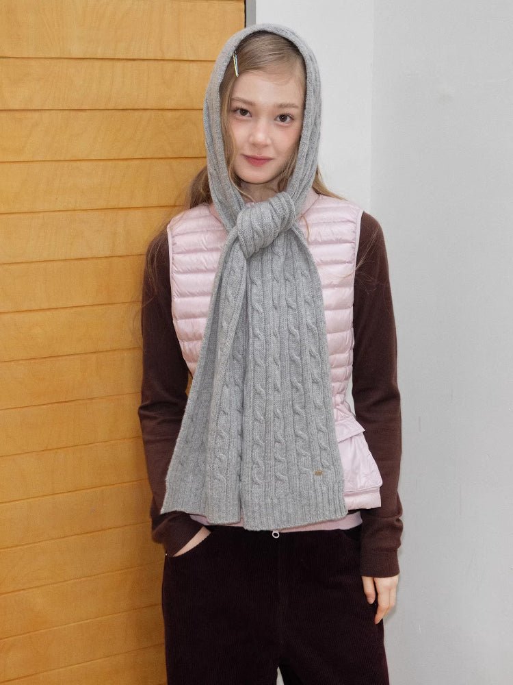Classic Cable Knit Wool Blend Scarf Grey - WEUXS