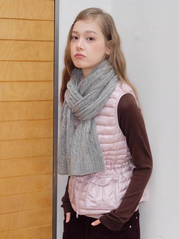 Classic Cable Knit Wool Blend Scarf Grey - WEUXS