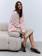 Faux Fur Button Cardigan - View 8 | WEUXS