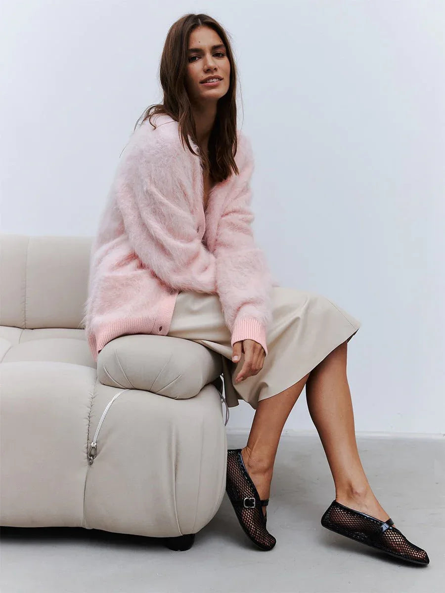 Faux Fur Button Cardigan - View 8 | WEUXS