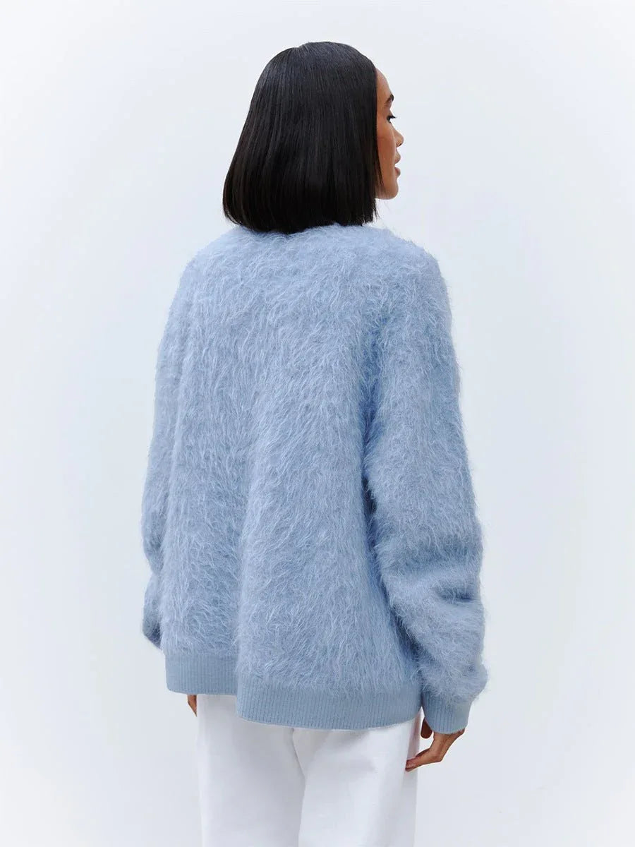 Faux Fur Button Cardigan - View 11 | WEUXS