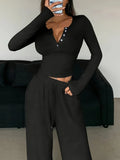 Henley Knit Lounge Set - View 6 | WEUXS