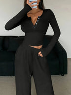 Henley Knit Lounge Set - View 6 | WEUXS