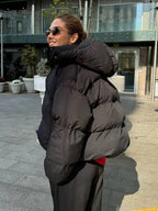 Hooded Cropped Puffer Jacket - View 10 | WEUXS