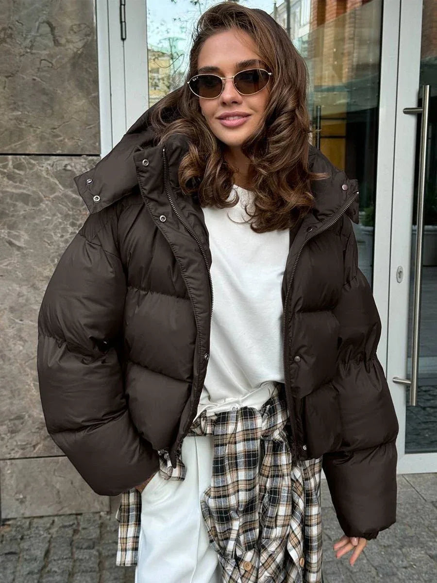Hooded Cropped Puffer Jacket - View 12 | WEUXS