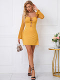 Cold Shoulder Lace Up Dress - View 6 | WEUXS