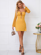 Cold Shoulder Lace Up Dress - View 6 | WEUXS