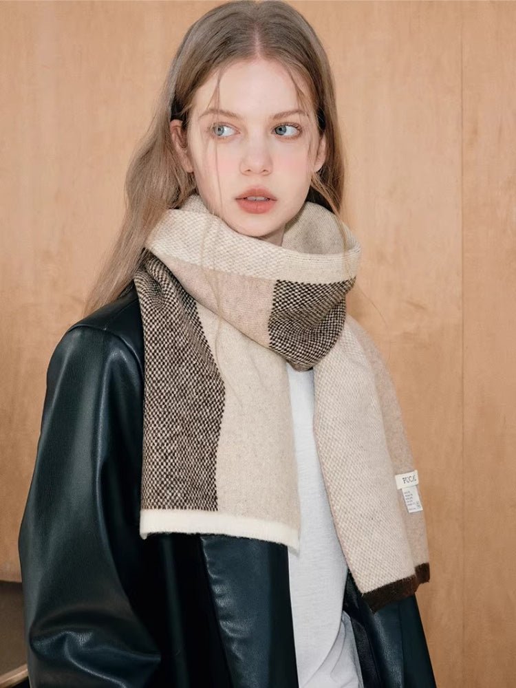 Color Block Wool Blend Scarf - View 6 | WEUXS