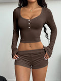 Women's long sleeve henley lounge set - View 10 | WEUXS