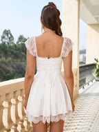 Lace Trim Fit and Flare Dress - View 8 | WEUXS