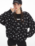 Coquette Y2K Cute Cat Print Zip - Up Hoodie - WEUXS