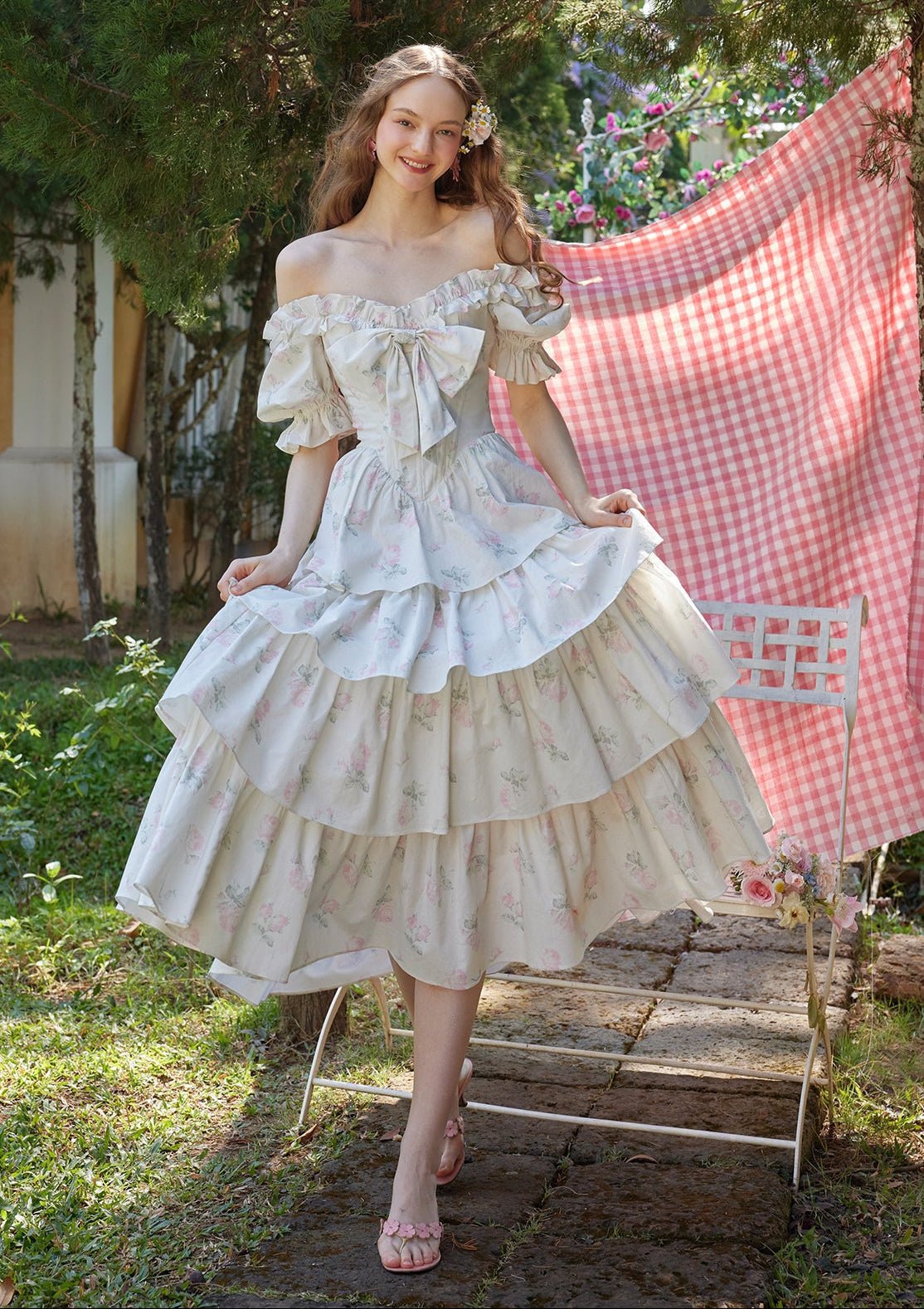 Cotton Corset Dress | Retro Countryside Style - WEUXS Main image
