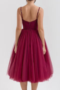 Countess Cabernet Tulle Midi Dress - WEUXS
