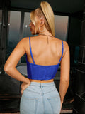     cowl neck boning satin crop top dark blue back#color_dark-blue