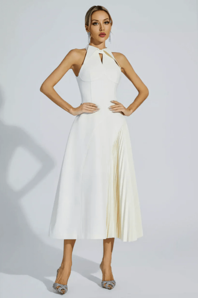 Cynthia Cream Midi Dress - WEUXS
