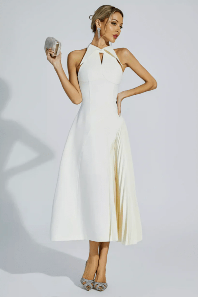 Cynthia Cream Midi Dress - WEUXS