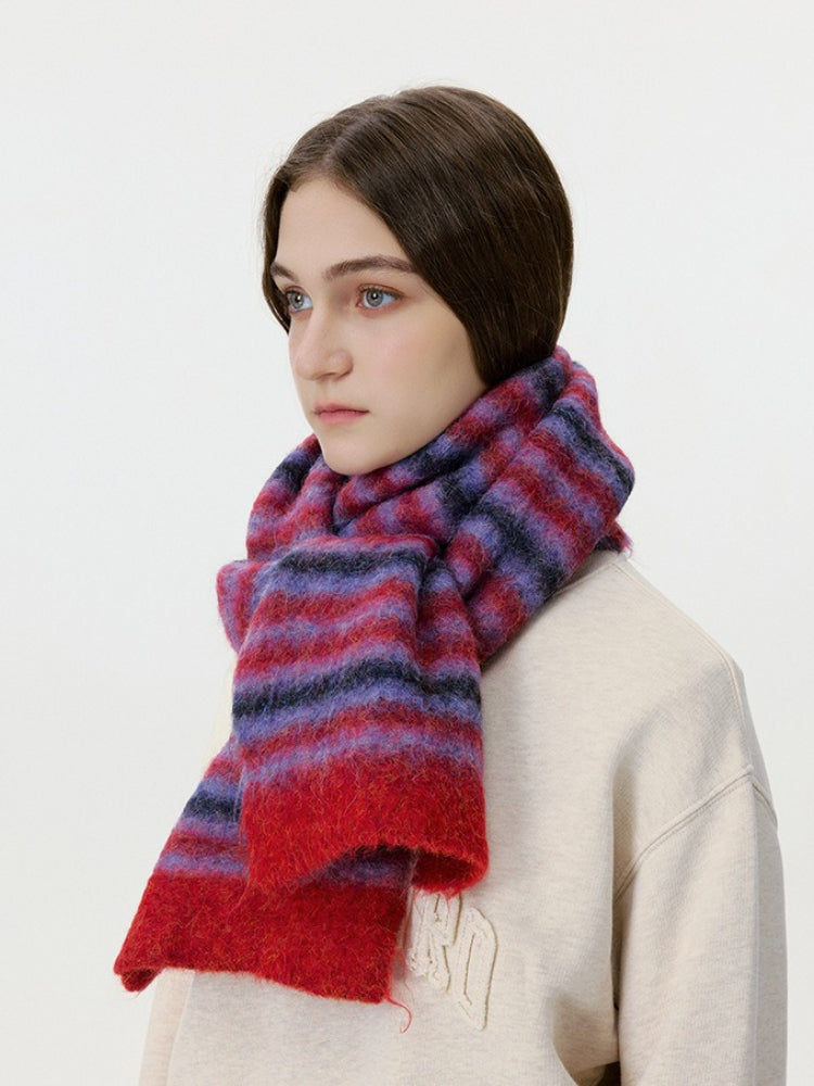 Fuzzy Rainbow Gradient Scarf