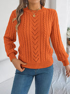 Women's Rust Cable Knit Sweater - WEUXS
