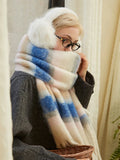 Oversized Block Stripe Knit Scarf - View 10 | WEUXS