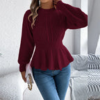 White Cable Knit Peplum Sweater - View 11 | WEUXS
