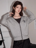 Mock Two-Piece Knit Cardigan with V-Neck