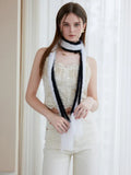 Black & White Faux Mink Skinny Scarf - WEUXS