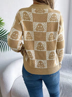 Spooky Chic Ghost Checkered Knit Sweater - WEUXS