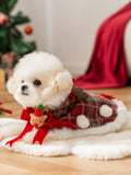 Red plaid Christmas pet cape with reindeer hood - View 6 | WEUXS