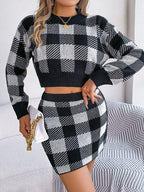 Plaid knit two piece set - View 15 | WEUXS