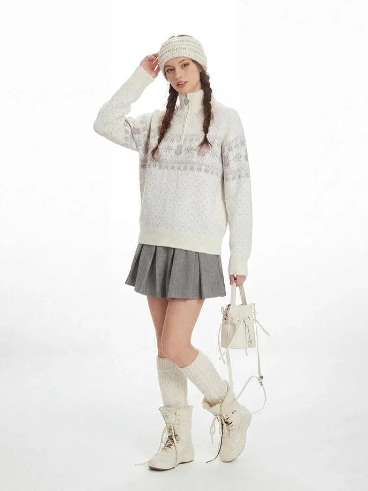 Fair Isle Half Zip Knit Sweater - View 6 | WEUXS