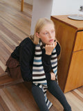 Premium wool skinny scarf with striped pattern - View 6 | WEUXS