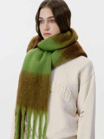 Oversized Forest Green & Brown Block Scarf