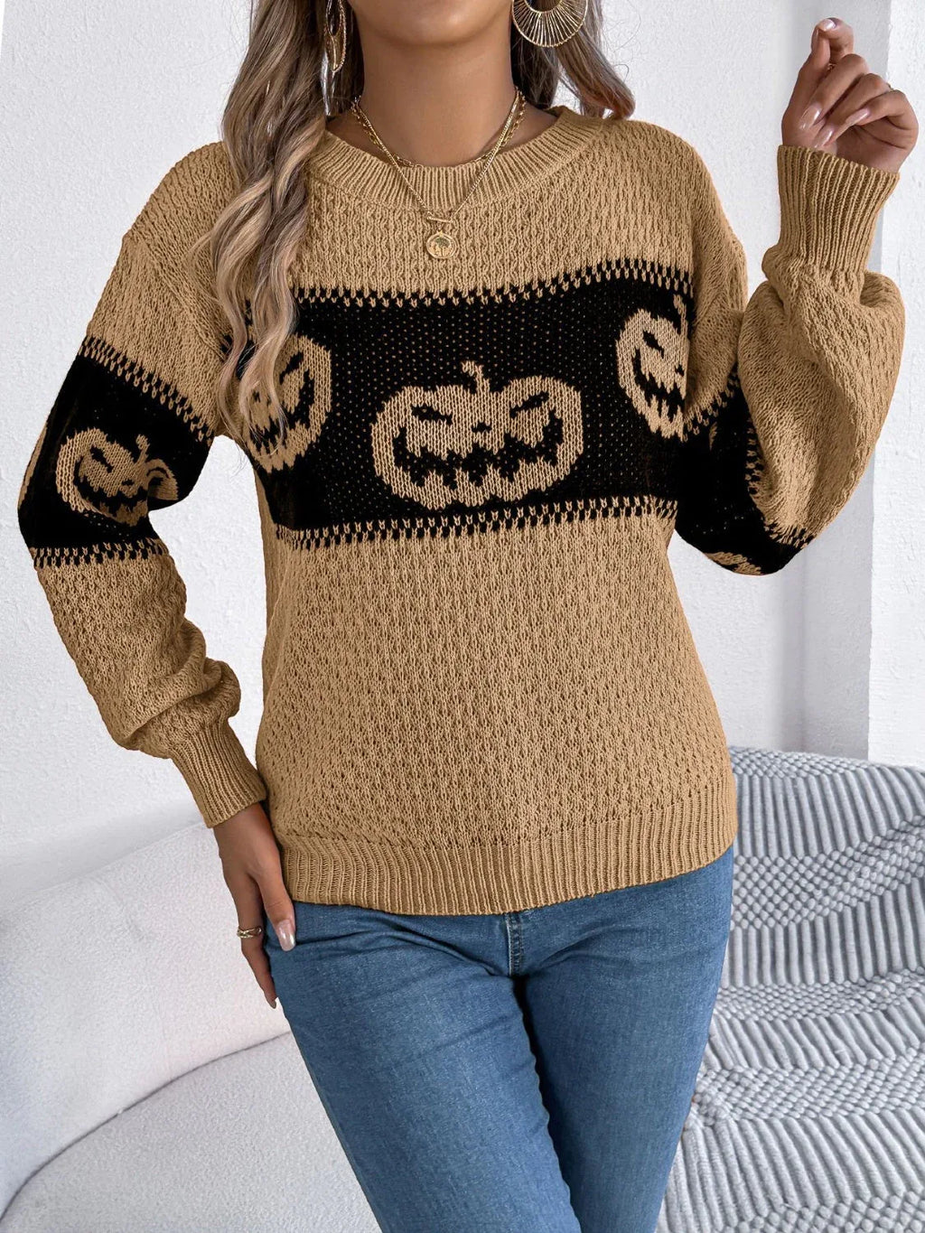 Festive Pumpkin Patch Knit Sweater - View 9 | WEUXS